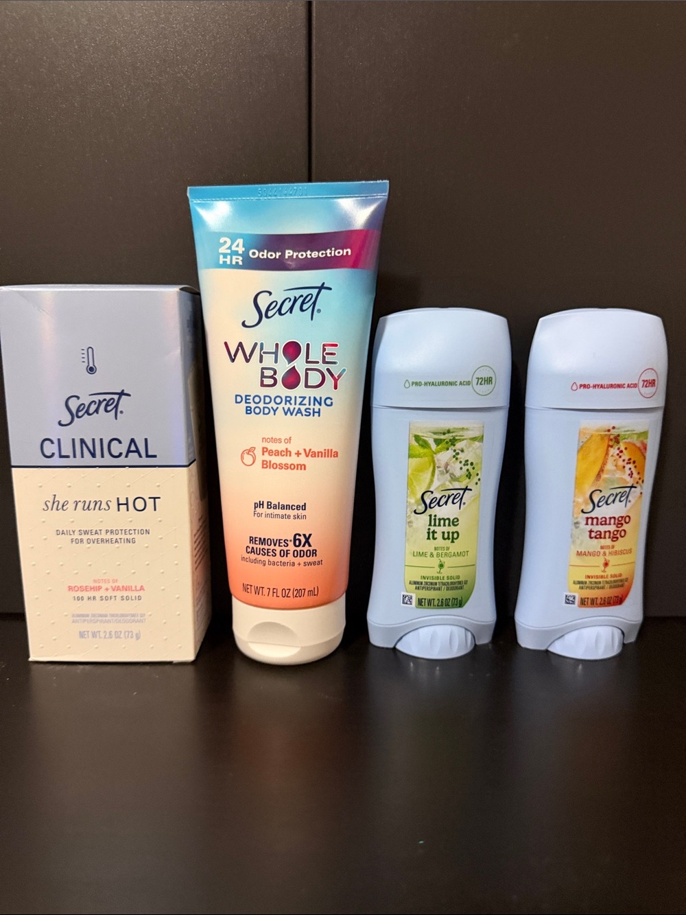 Secret Clinical, Whole Body Wash, and Deodorants Bundle